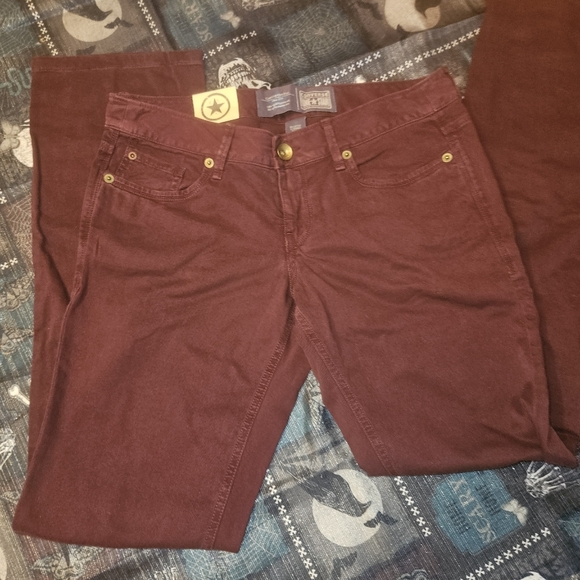 Converse Denim - Converse One Star Women Size 8 Burgundy Straight Leg 5 Pocket Jeans